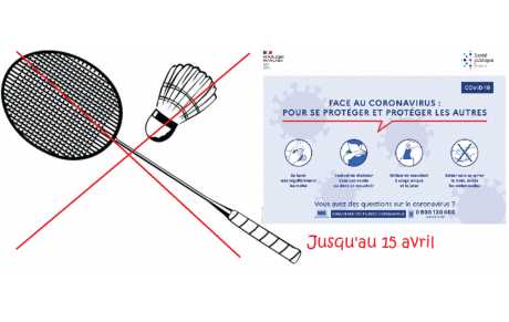 Pas de badminton jusqu'au 15 avril